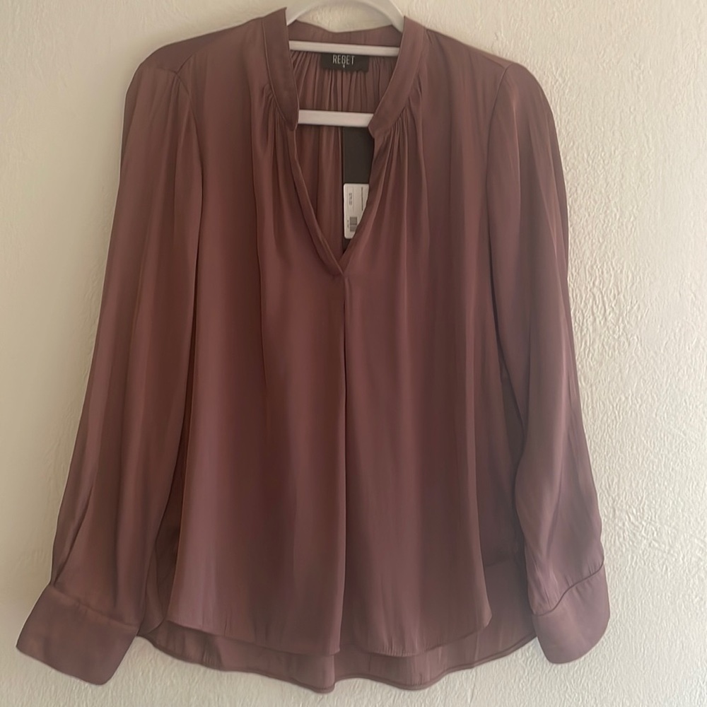 Reset Brand Women’s Silky Long Sleeve Mauve Top, Size Medium